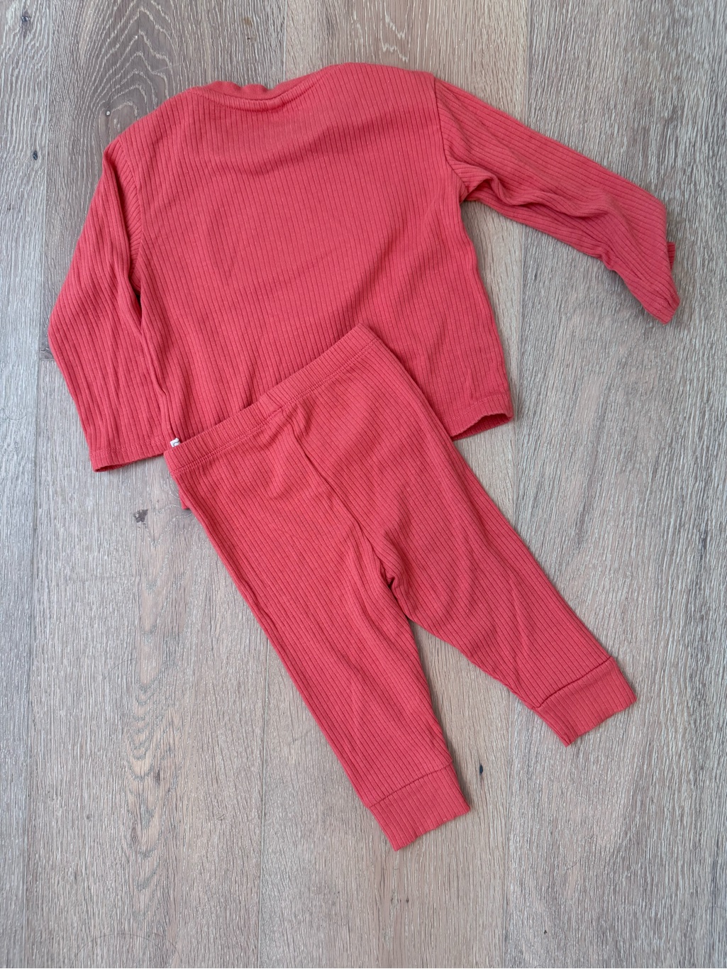 Mori Coral Heart Ribbed Pajama Set - Coral Pink — image 3 of 4